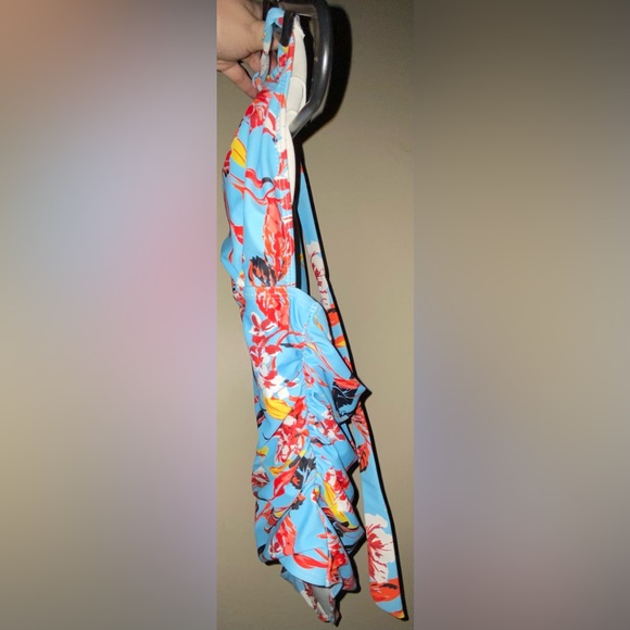 HOST PICK NWOT Sexy Blue Floral One-piece Open Chest Drawstring Swimsuit - Picture 6 of 11